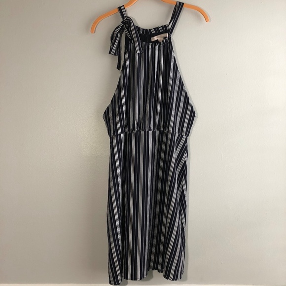 Forever 21 Dresses & Skirts - F21 Navy and White Striped Split Back Dress